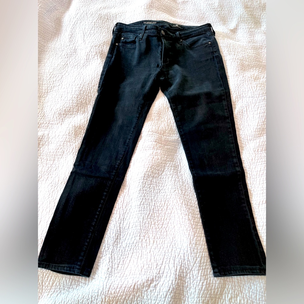 AG jeans the legging ankle, super skinny ankle, black, size 28.